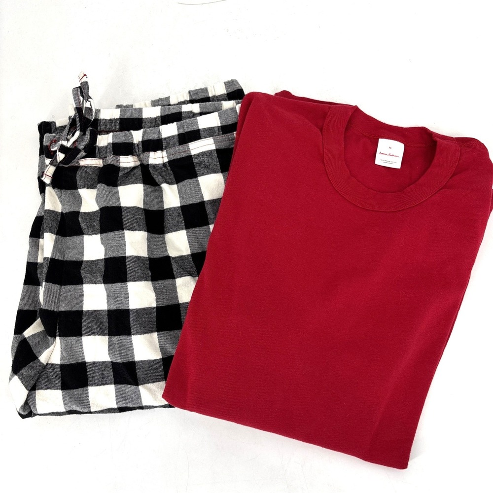 Hanna Andersson Pajamas Mens XL Buffalo Plaid Pants Red Lounge Shirt Christmas - Picture 2 of 10